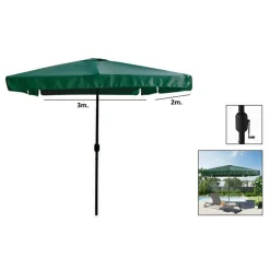 OMBRELLONE DA GIARDINO ESTERNO BALCONE TERRAZZO VERDE 3X2 MT CON MANOVELLA 223220
