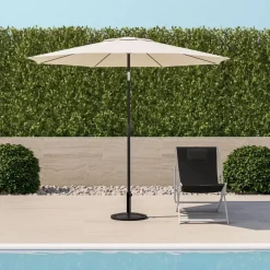 OMBRELLONE DA GIARDINO GAZEBO OMBRELLO PARASOLE 236XØ270CM BEIGE CON MANOVELLA 206424