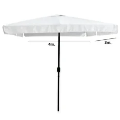 OMBRELLONE DA GIARDINO 3X4 MT ARREDO ESTERNO BALCONE TERRAZZO PATIO BIANCO 223238