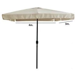 OMBRELLONE DA GIARDINO 3X4 MT ARREDO ESTERNO BALCONE TERRAZZO PATIO BEIGE 223236