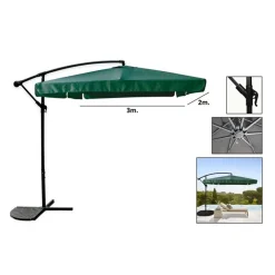 OMBRELLONE LATERALE DA GIARDINO PROTEZIONE SOLE 2X3MT IMPERMEABILE VERDE CON BASE 223210
