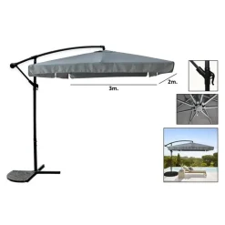 OMBRELLONE LATERALE DA GIARDINO PROTEZIONE SOLE 2X3MT IMPERMEABILE GRIGIO CON BASE 223212