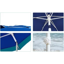 OMBRELLONE MARE SPIAGGIA GIARDINO ACCIAIO GRANDE 210CM TURCHESE BLU CON CUSTODIA