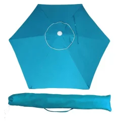 OMBRELLONE MARE SPIAGGIA GIARDINO ACCIAIO INOX GRANDE 210CM AZZURRO CON CUSTODIA