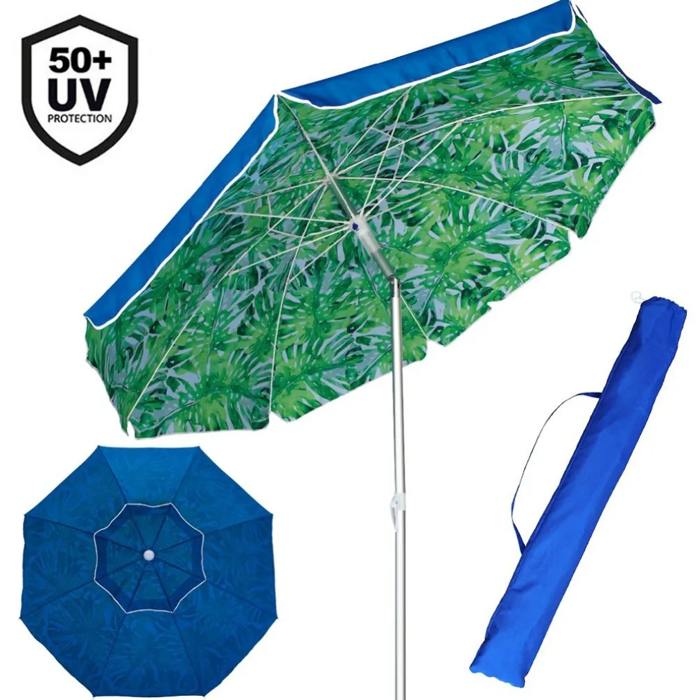 OMBRELLONE MARE SPIAGGIA GIARDINO ALLUMINIO GRANDE 200CM TROPICAL CON CUSTODIA