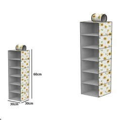 ORGANIZER ARMADIO 6 RIPIANI STRATI PENSILE PORTA OGGETTI SCAFFALE 30x30x60 CM