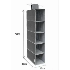 ORGANIZER ARMADIO PORTATUTTO APPENDIBILE SCARPE BORSE 5 RIPIANI 15X30X70CM 69704