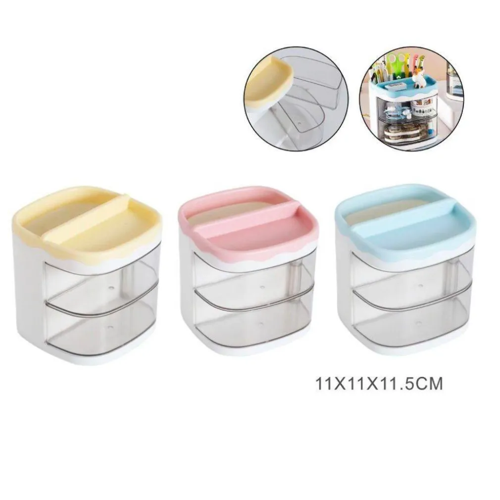 ORGANIZER AZZURRO CON CASSETTI ORGANIZZATORE SCRIVANIA PENNE TRUCCO CANCELLERIA