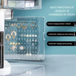 ORGANIZER BEAUTY CASE PORTA TRUCCO ACCESSORI GIOIELLI CON SPECCHIO LED CASSETTI