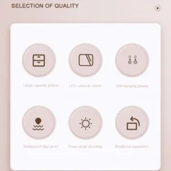 ORGANIZER BEAUTY CASE PORTA TRUCCO ACCESSORI GIOIELLI CON SPECCHIO LED CASSETTI