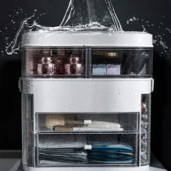 ORGANIZER BEAUTY CASE PORTA TRUCCO ACCESSORI GIOIELLI CON SPECCHIO LED CASSETTI