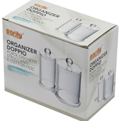 ORGANIZER DOPPIO COMPARTO PORTA DISCHETTI STRUCCANTI COTTON FIOC COSMETICI ESPOSITORE