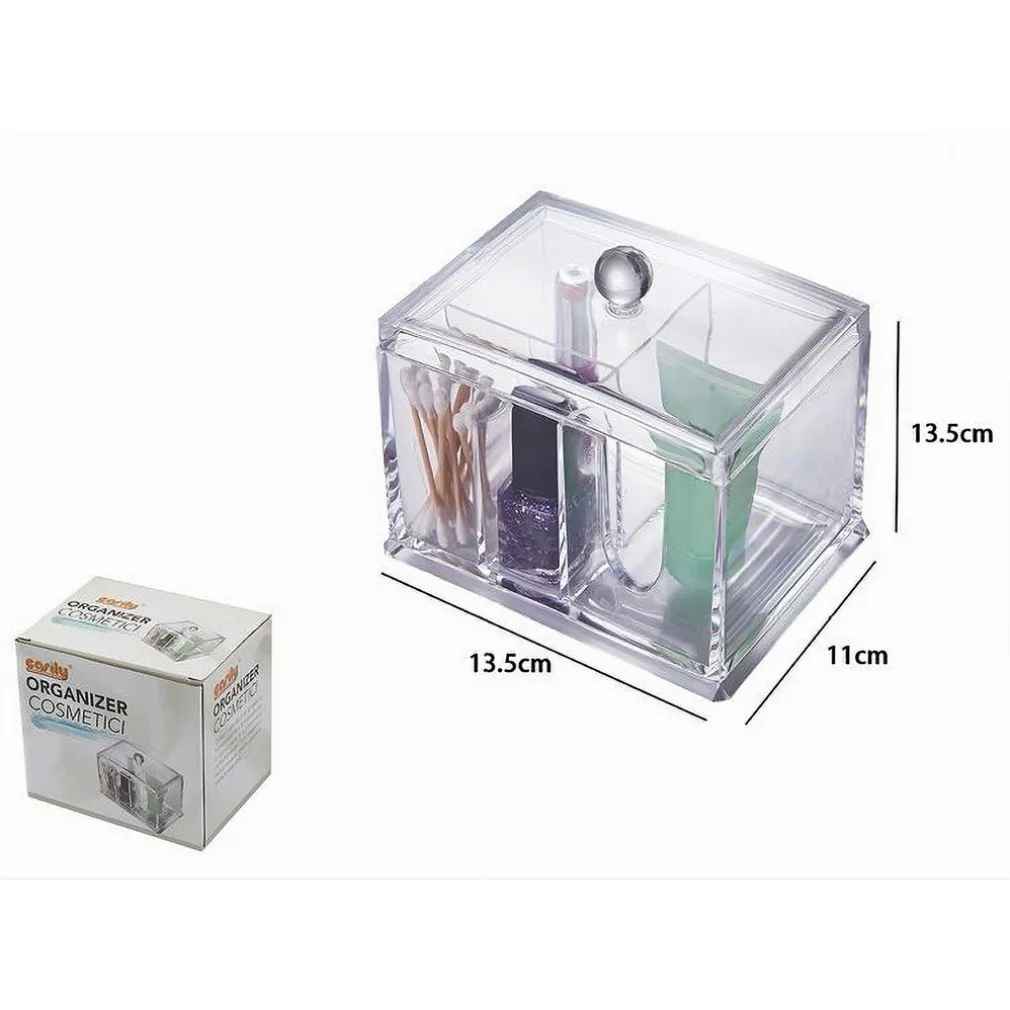 ORGANIZER ESPOSITORE RETTANGOLARE 4 COMPARTI ESY_10243 TRUCCO MAKE UP ACRILICO