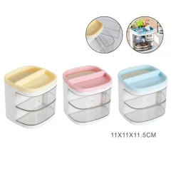 ORGANIZER GIALLO CON CASSETTI ORGANIZZATORE SCRIVANIA PENNE TRUCCO CANCELLERIA