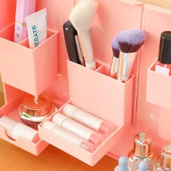 ORGANIZER IN PLASTICA PER TRUCCHI DA SCRIVANIA 24.5 X 28 CM POCHETTA PER TRUCCHI