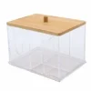 ORGANIZER PER COSMETICI TOELETTA A SCOMPARTI TRASPARENTE CON COPERCHIO IN LEGNO 10825