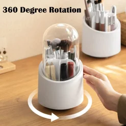 ORGANIZER PORTA TRUCCO ANTI POLVERE MAKE UP TAZZA ROTANTE 360° IMPERMEABILE