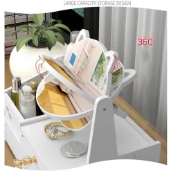 ORGANIZER TRUCCHI MULTIFUNZIONE CON SPECCHIO CASSETTI PER COSMETICI TOELETTA BAGNO CAMERA