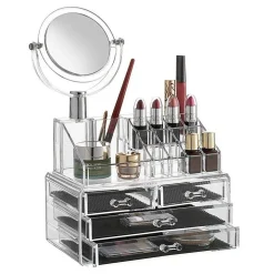 ORGANIZZATORE PORTA COSMETICI MAKE UP SPECCHIO ESPOSITORE ORGANIZER 16 COMPARTI