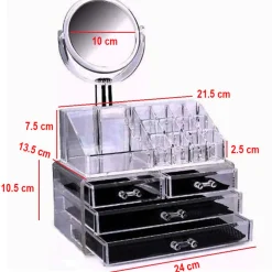 ORGANIZZATORE PORTA COSMETICI MAKE UP SPECCHIO ESPOSITORE ORGANIZER 16 COMPARTI