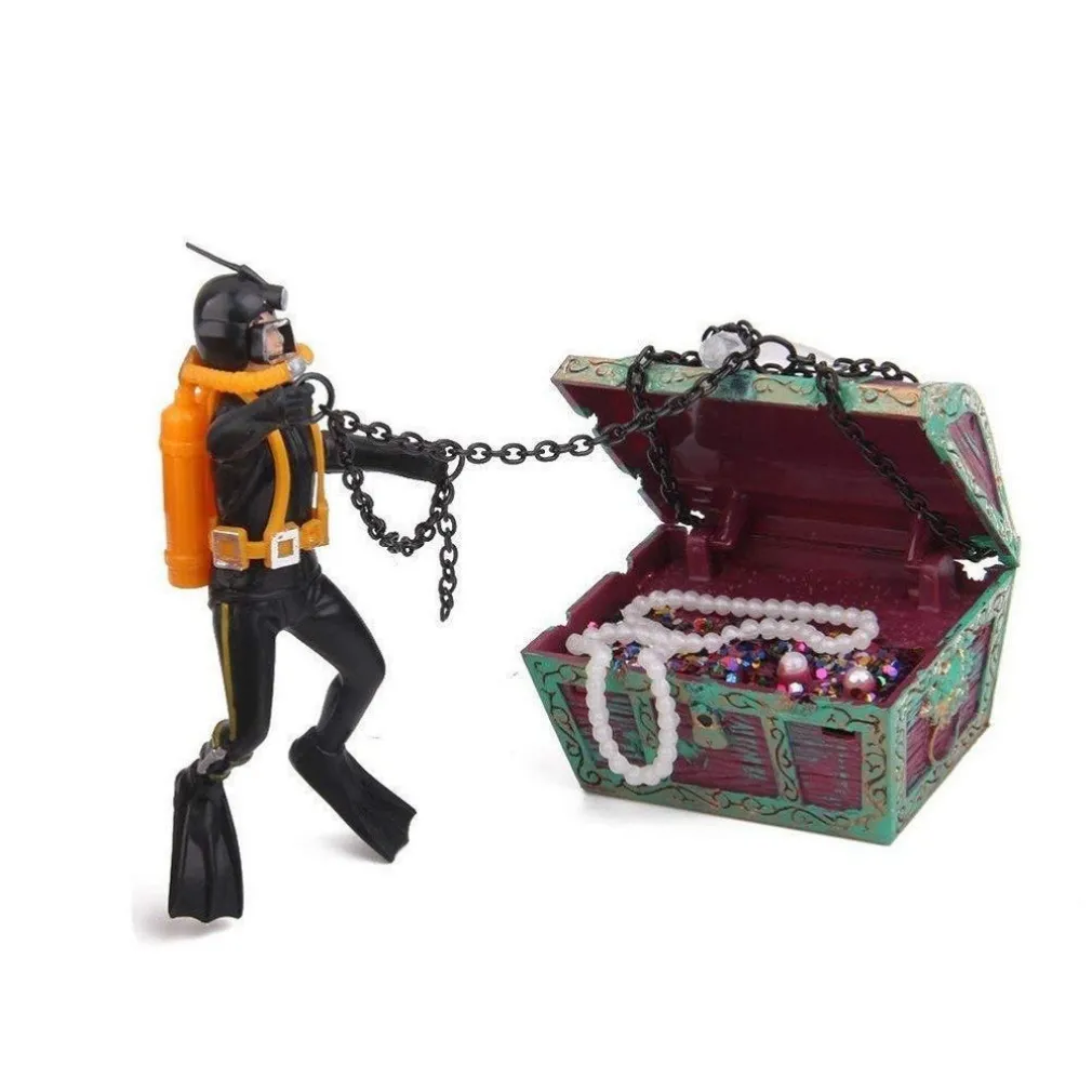 ORNAMENTO PER ACQUARIO DECORATIVO SUB CATENA TESORO DEI PIRATI PESCI ACQUA