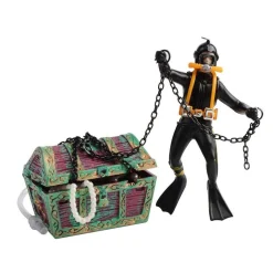 ORNAMENTO PER ACQUARIO DECORATIVO SUB CATENA TESORO DEI PIRATI PESCI ACQUA