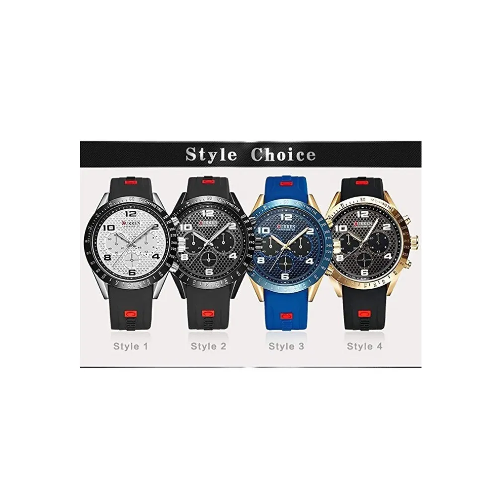 OROLOGI DI LUSSO DI MARCA CINGHIA SILICONE ANALOGICO AL QUARZO OROLOGIO 8167