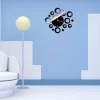 OROLOGIO A PARETE ADESIVO 3D EFFETTO SPECCHIO DECORAZIONE PALLA CERCHI NUMERI ROMANI