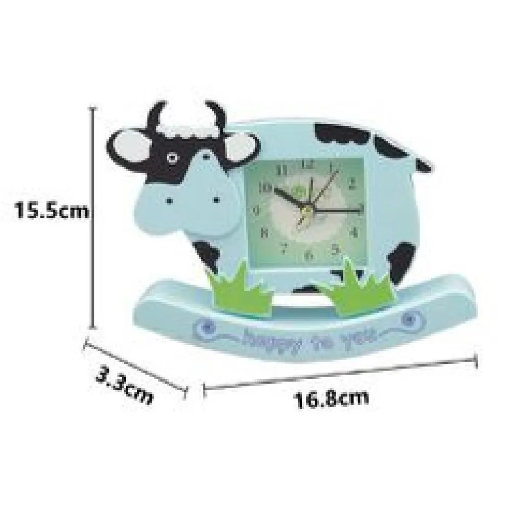 OROLOGIO ANALOGICO SVEGLIA A FORMA DI MUCCA DA TAVOLO CAMERETTA BAMBINI TX-9125