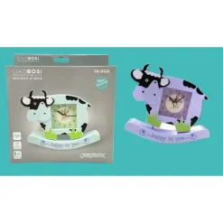 OROLOGIO ANALOGICO SVEGLIA A FORMA DI MUCCA DA TAVOLO CAMERETTA BAMBINI TX-9125