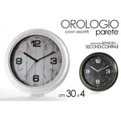 OROLOGIO DA PARETE TONDO SILENZIOSO 30X4 CM IN PLASTICA COLORI ASSORTITI 738852