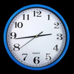 OROLOGIO DA PARETE TONDO QUARZO MURO CORNICE BLU DIAMETRO 22 CM