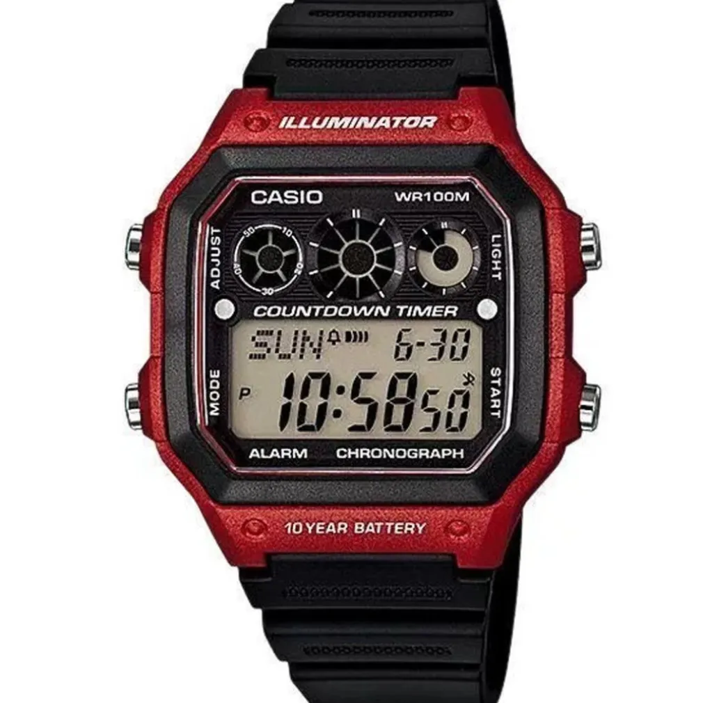 OROLOGIO DA POLSO CASIO AE-1300WH-4AVDF DIGITALE UOMO SPORTIVO ROSSO