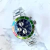 OROLOGIO DA POLSO COSS UOMO ANALOGICO QUARZO LUMINOSO SILVER VERDE QUADRANTE BLU