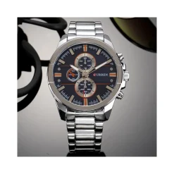 OROLOGIO DA POLSO CURREN 8274 UOMO ANALOGICO QUARZO MILITARY SPORT SILVER