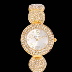 OROLOGIO DA POLSO DONNA SOUSOU S6097 MOVIMENTO QUARZO CUORE BRILLANTINI DORATO
