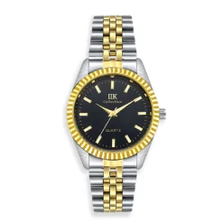 OROLOGIO DA POLSO IK COLLECTION SILVER DORATO ANALOGICO AL QUARZO QUADRANTE NERO