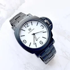 OROLOGIO DA POLSO IK COLLECTION UOMO ANALOGICO QUARZO GRANDE NERO FONDO BIANCO