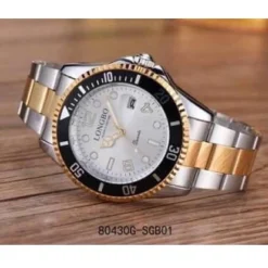 OROLOGIO DA POLSO LONGBO 80430G UOMO QUARZO IMPERMEABILE DATA SILVER DORATO NERO