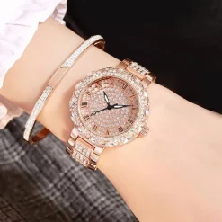 OROLOGIO DA POLSO PER DONNA ANALOGICO CASUAL MODA FASHION BRILLANTINI ROSATO