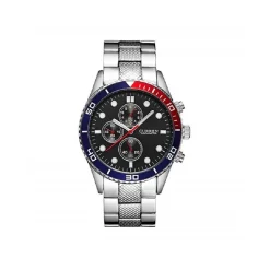 OROLOGIO DA POLSO PER UOMO CINTURINO IN METALLO QUADRANTE NERO AL QUARZO CURREN