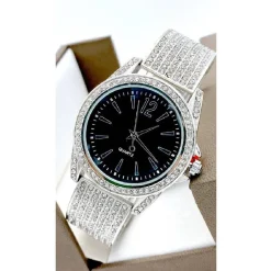 OROLOGIO DA POLSO SOUSOU 6733 DONNA QUARZO ACCIAIO BRILLANTINI SILVER FONDO NERO