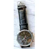 OROLOGIO DA POLSO UOMO ANALOGICO CRONOGRAFO CINTURINO PELLE ELEGANTE SILVER NERO