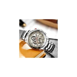 OROLOGIO DA POLSO UOMO CURREN 8275 SPORTIVO ANALOGICO CINTURINO ACCIAIO SILVER