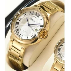 OROLOGIO DA POLSO UOMO DONNA LONGBO 80771 QUARZO DATA IMPERMEABILE DORATO BIANCO