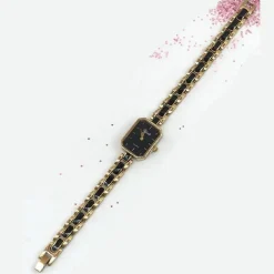 OROLOGIO DA POLSO YAKI DONNA ANALOGICO QUARZO ACCIAIO MODA DORATO NERO BRACCIALE