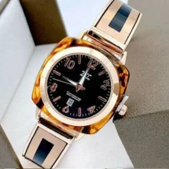 OROLOGIO DA POLSO ZCC 18 DONNA QUARZO ACCIAIO MODA AMBRATO ROSA QUADRANTE NERO