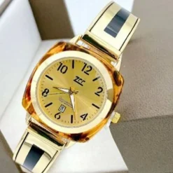 OROLOGIO DA POLSO ZCC 18 DONNA QUARZO ACCIAIO MODA AMBRATO DORATO QUADRANTE ORO