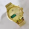 OROLOGIO DA POLSO ZCC 7258 UOMO QUARZO ACCIAIO DUAL TIME DORATO QUADRANTE ORO
