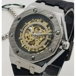 OROLOGIO DA POLSO ZCC 4407 UOMO AUTOMATICO ELEGANTE CASUAL SILVER NERO